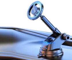 Techsuit - MagProX (S12) autós tartó - Műszerfalra, MagSafe kompatibilis, 360°-os forgatás, tapadókorongos rögzítőtalp - Fekete