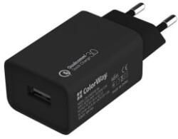 ColorWay USB töltő adapter, 1USB Quick Charge 3.0 (18W) black (CW-CHS013Q-BK) - aqua