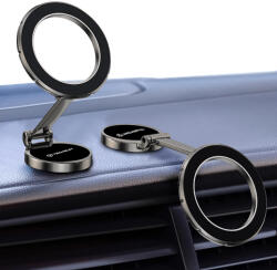 Techsuit - TitanMagX (S13) autós tartó - műszerfalra és asztalra, MagSafe kompatibilis, összecsukható, állítható, 3M ragasztóval - Szürke