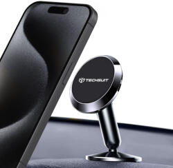 Techsuit - TinyGrip autós tartó (S11) - Univerzális mágneses mobiltartó, fémlemezzel, erős mágnessel, 3M ragasztóval - Fekete