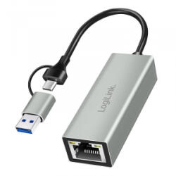 LogiLink USB-C Gigabit Ethernet adapter szürke (UA0238B)