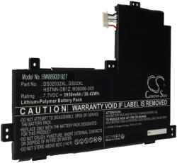 VHBW Notebook Akkumulátor - HP HSTNN-OB1Z, DS02XL, DS02032XL-hez - 3950 mAh, 7, 7 V Li-Polimer, Fekete