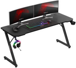 Huzaro Gamer asztal, 160 x 60 x 74 cm, egérpaddal együtt 80 x 58 cm, fejhallgató tartó, fekete (HZ-HERO-4-8-BLACK) - mono-shop