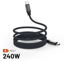 FIXED Magnetic Braided USB-C - USB-C adat- és töltőkábel 1, 2m, 240W szürke (FIXDBM-CC12-GR) (FIXDBM-CC12-GR)