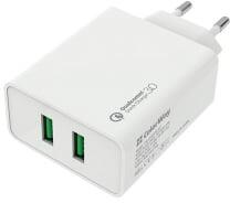 ColorWay USB töltő adapter, 2USB Quick Charge 3.0 (36W) white (CW-CHS017Q-WT) - aqua