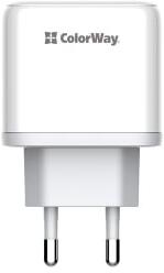 ColorWay USB töltő adapter, Power Delivery Port PPS USB (Type-C PD + USB QC3.0) (45W) white (CW-CHS042PD-WT) (CW-CHS042PD-WT) - aqua