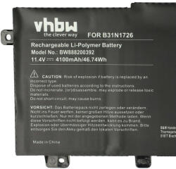 VHBW Notebook Akkumulátor - Asus A41LK9H, 3ICP7/60/80, 0B200-02910000 - 4100 mAh, 11, 1 V Li-Polimer, Fekete