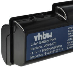 VHBW Notebook Akkumulátor - Acer AS09A31, AS09A51, AS09A41, AS09A36 - 8800 mAh, 11, 1 V Li-Ion, Fekete