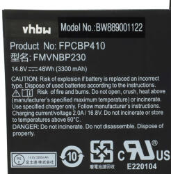 VHBW Notebook Akkumulátor - Fujitsu FPCBP410, FMVNBP230, FPB0304 - 3300 mAh, 14, 8 V Li-Polimer