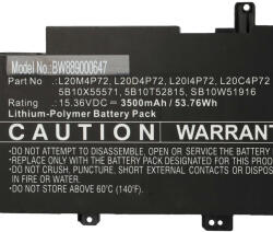 VHBW Notebook Akkumulátor - Lenovo 5B10X55571, L20C4P72, 5B10T52815 - 3500 mAh, 15, 36 V Li-Polymer