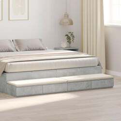 vidaXL Ágy Fiókok Beton Szürke 180x36, 5x16, 5 cm Műanyag Fa (VD866982)