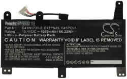 VHBW Notebook Akkumulátor - Asus 0B200-02940000, 0B200-02990000 - 4300 mAh, 15, 4 V Li-Polimer, Fekete