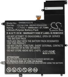 VHBW Notebook Akkumulátor - Asus 0B200-02420200, C21N1706 - 4900 mAh, 7, 7 V Li-Polymer