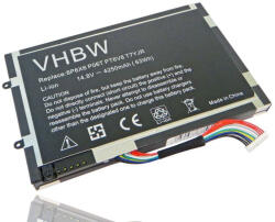 VHBW Notebook Akkumulátor - Dell 0PT6V8, 0DKK25, 312-0984, 08P6X6, 0T7YJR - 4250 mAh, 14, 8 V Li-Ion, Fekete