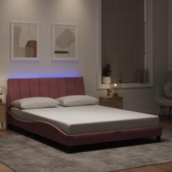vidaXL rózsaszín bársony ágykeret LED-világítással 140 x 200 cm (3213786) - vidaxl