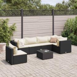 vidaXL 7 részes fekete polyrattan kerti ülőgarnitúra párnákkal (3308176)
