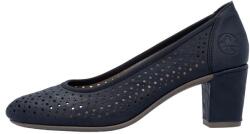 RIEKER Pantofi dama, Rieker, 41057-14-Albastru, casual, piele ecologica, perforati, cu toc, albastru (Marime: 41)