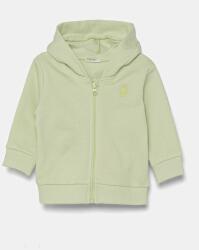 Benetton csecsemő melegítőfelső pamutból zöld, sima, kapucnis, 3J70A5017 - zöld 74
