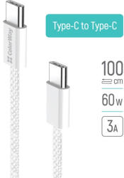 ColorWay USB-C Kábel - PD 60W - 3, 0A - 1m - Szürke (CW-CBPDCC061-GR)