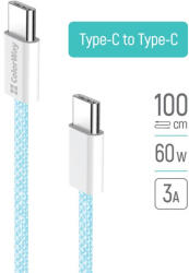 ColorWay USB-C Kábel - PD 60W - 3, 0A - 1m - Kék (CW-CBPDCC061-BL)