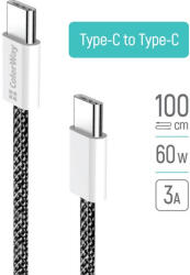 ColorWay USB-C Kábel - PD 60W - 3, 0A - 1m - Fekete (CW-CBPDCC061-BK)