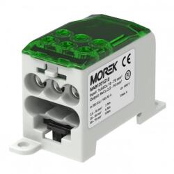 MOREK OJL 200A Elosztóblokk; be: 1xAl/Cu10-70; ki: 6xCu2, 5-16mm2, zöld (MAB1201G10) (MAB1201G10)