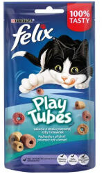 Purina FELIX Play Tubes macska jutalomfalat - sült hal és garnélarák 60g