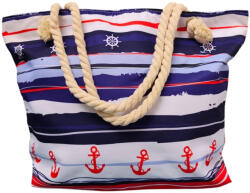 Plazabox Vasmacska Családi strandtáska piros kék fehér nagyméretű (rh-1204-red-blue)