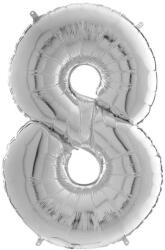  Héliumos fólia lufi, 8-as szám, 65 cm, ezüst