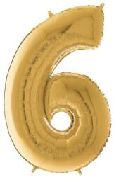 Héliumos fólia lufi, 6-os szám, 65 cm, arany - jatek21