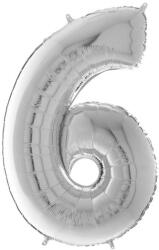  Héliumos fólia lufi, 6-os szám, 65 cm, ezüst