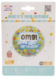 Héliumos fólia lufi 45 cm Happy Birthday emoji - jatek21