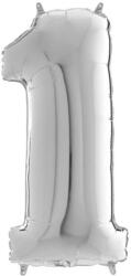  Héliumos fólia lufi, 1-es szám, 65 cm, ezüst - jatek21