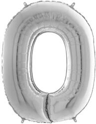  Héliumos fólia lufi, 0-as szám, 65 cm, ezüst - jatek21