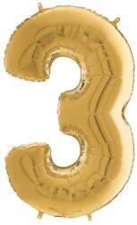  Héliumos fólia lufi, 3-as szám, 65 cm, arany
