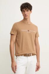 Tommy Hilfiger pamut póló bézs, férfi, nyomott mintás - bézs XL