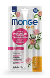  MONGE MONGE Gift Skin Support Soft Sticks, Cod și Trifoi, punguță recompense funcționale fără cereale pisici, piele & blană, 15g