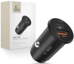 Tech-Protect CC02 încărcător auto cu 2 porturi PD35W/QC3.0 negru