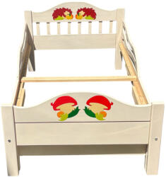 Gabeliz Bővíthető gyerekágy fából, törtfehér színben, 2-2 gomba süni dísszel, 80x140-180 cm (gyerekagy2) - gabeliz