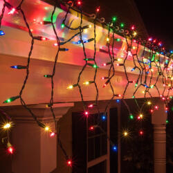 Flippy Instalatie Craciun, 10 m, 286 Led-uri , Franjuri, Multicolor, 8 jocuri de lumini, Transformator cu telecomanda, Interconectabila, Prelungitor 3 m inclus, Fir Negru, Flippy (teo-105444)