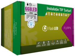 Flippy Instalatie Craciun, 23 m, 668 Led-uri , Franjuri, Alb rece, Flash, Transformator, Interconectabila, Prelungitor 3 m inclus, Fir Negru, Flippy (teo-106366)