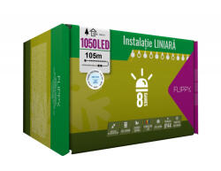 Flippy Instalatie Craciun, 105 m, 1050 Led-uri , Liniara, Alb rece, 8 jocuri de lumini, Transformator, Interconectabila, Prelungitor 3 m inclus, Fir Verde, Flippy (teo-108257)