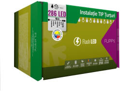 Flippy Instalatie Craciun, 10 m, 286 Led-uri , Franjuri, Multicolor, Flash, Transformator cu telecomanda, Interconectabila, Prelungitor 5 m inclus, Fir Transparent, Flippy (teo-106123)