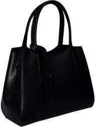 maxmoda Abriana olasz női fekete bőr kézitáska vállpánttal 35x26 cm (MM-2224-F)