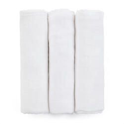 Petite&Mars Bambusz muszlin 3db-os pelenka szett Moussy Total White, 68 x 68 cm