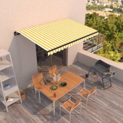 vidaXL sárga és fehér kézzel kihúzható napellenző 400 x 350 cm (3069178)