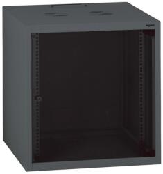 Legrand Rackszekrény - 19" fali kivitel (12U, 626x600x600, antracit, egyrekeszes, üvegajtós, készre szerelt, max: 36 kg) (646212) - tintashop