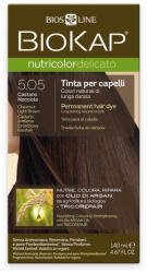 BioKap Vopsea permanenta pentru par Nutricolor, Nuanta Castaniu Deschis Saten 5.05, 140ml, Biokap