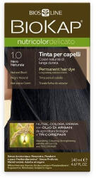 BioKap Vopsea permanentă pentru păr Nutricolor Delicato, Nunaţa Natural Black 1.0, 140 ml, Biokap