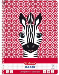 Herlitz 5 darabos Herlitz füzetkészlet, A4, egyetlen spirál, 80 lap, 70 g/m2, perforációval és mikroperforációval, dupla vonalas, négyzetek, aranyos állatok zebra motívummal (50039210-5)
